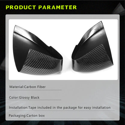Fits for Jaguar F-TYPE 13-21 Carbon Fiber Add-on Side Rearview Mirror Cover Caps 1Pair