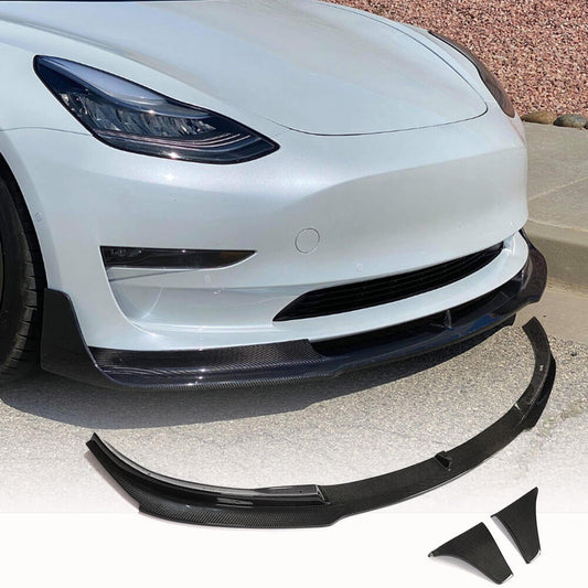 Fits for Tesla Model 3 16-22 Carbon Fiber Front Bumper Lip Chin Spoiler