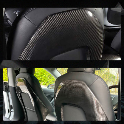 Fits for Tesla Model 3 Dry Carbon Fiber Interior Seat Back Cover Trim 1pc