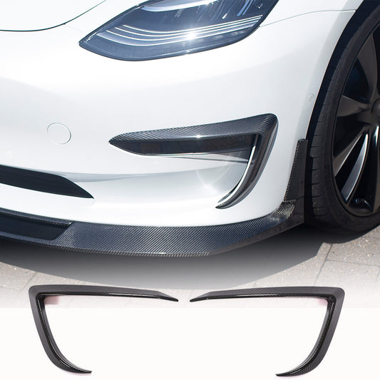 Fits for Tesla Model 3 Sedan 16-20 Dry Carbon Fiber Front Bumper Air Fender Vents