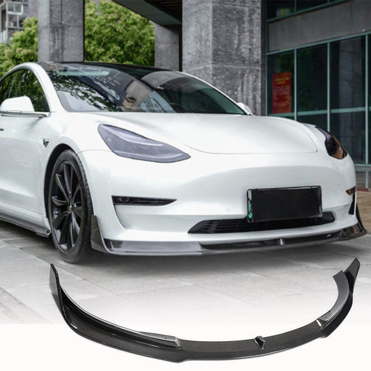 Fits for Tesla Model 3 Sedan 16-22 Carbon Fiber Front Bumper Lip Chin Spoiler