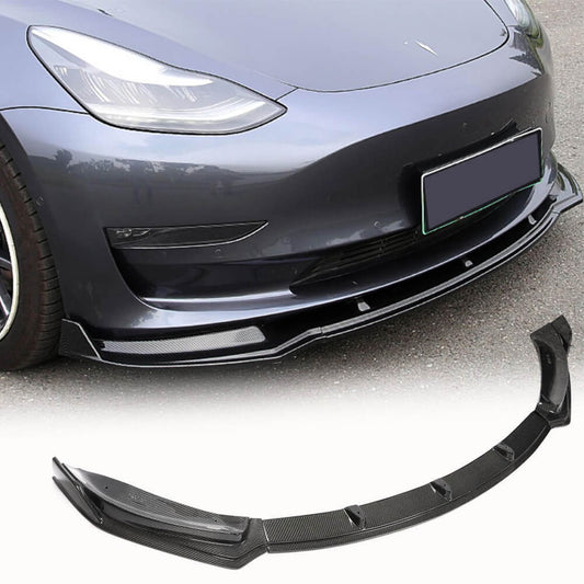 Fits for Tesla Model 3 Sedan 16-22 Carbon Fiber Front Bumper Lip Chin Spoiler 3pcs