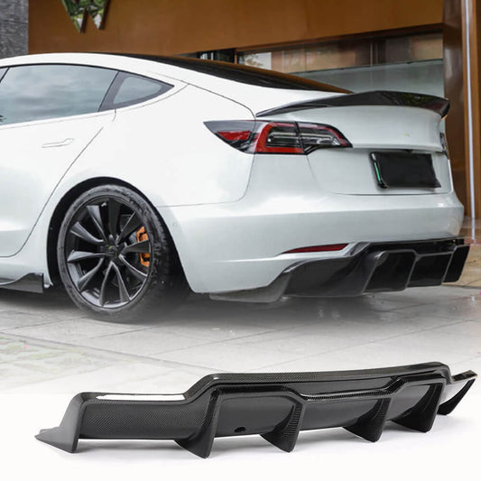 Fits for Tesla Model 3 Sedan 16-22 Carbon Fiber Rear Bumper Diffuser