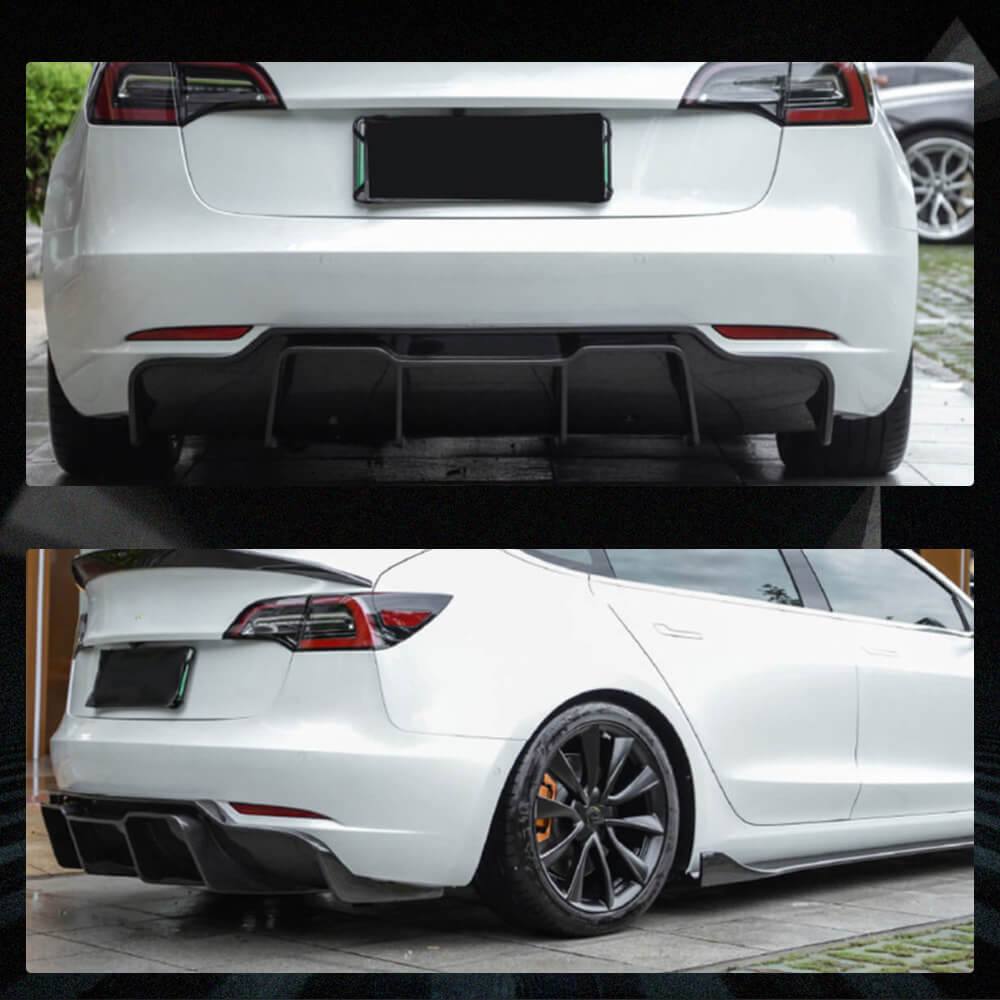 Fits for Tesla Model 3 Sedan 16-22 Carbon Fiber Rear Bumper Diffuser