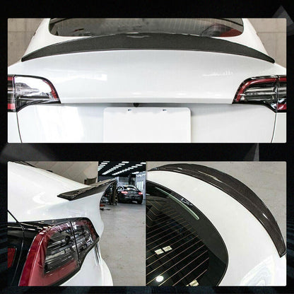 Fits for Tesla Model 3 Sedan 16-22 Carbon Fiber Rear Trunk Spoiler Wing Lip