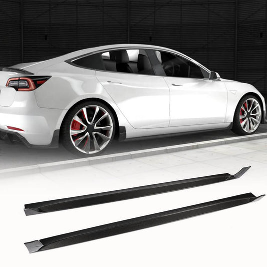 Fits for Tesla Model 3 Sedan 16-22 Carbon Fiber Side Skirts Extension