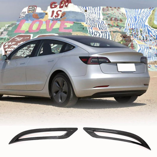 Fits for Tesla Model 3 Sedan 16-22 Dry Carbon Fiber Rear Bumper Reflector Covers Trims