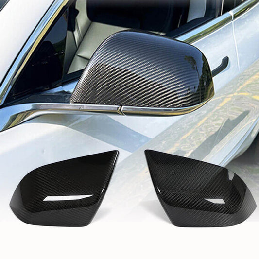 Fits for Tesla Model 3 Sedan 16-22 Dry Carbon Fiber Side Rearview Mirror Cover Caps Replacement
