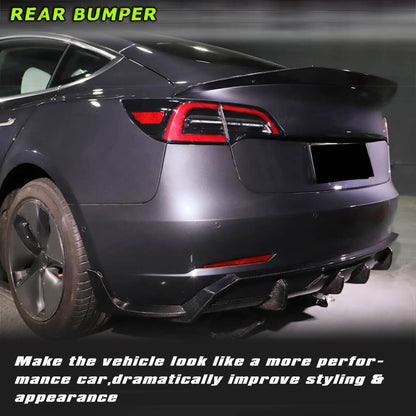 Fits for Tesla Model 3 Sedan Carbon Fiber Rear Bumper Diffuser with Splitters