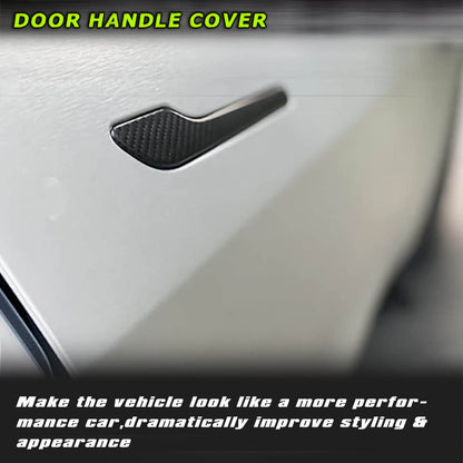 Fits for Tesla Model 3&Y 2017-2019 Dry Carbon Fiber Car Door Handle Cover Door Push Handle Cover 4pcs