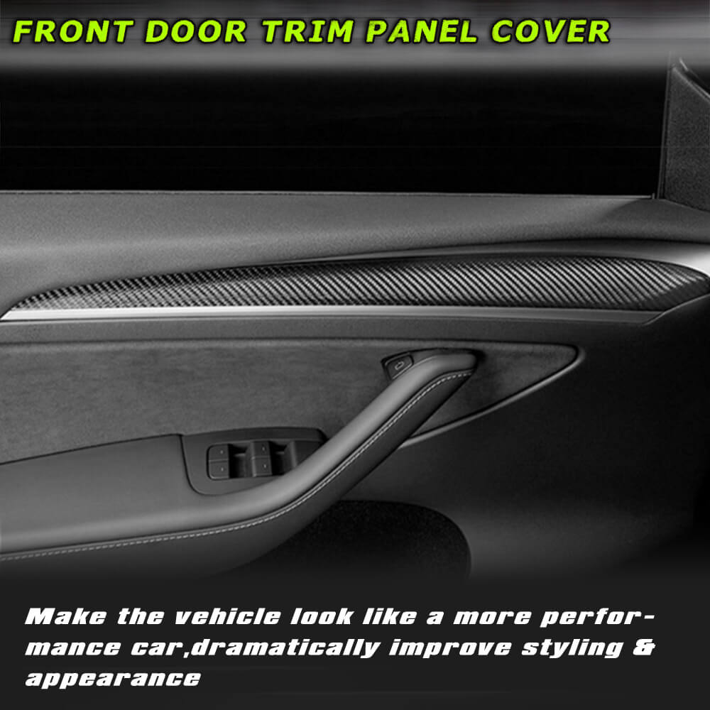 Fits for Tesla Model 3 & Y Dry Carbon Fiber Door Trim Panel Cover Interior Decoration Accessories