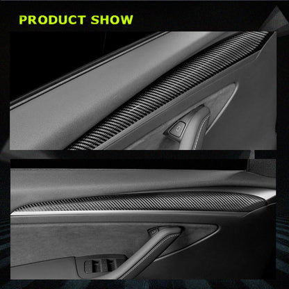 Fits for Tesla Model 3 & Y Dry Carbon Fiber Door Trim Panel Cover Interior Decoration Accessories