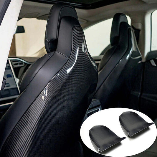 Fits for Tesla Model S 2014-2020 Carbon Fiber Interior Seat Back Cover Trim Interior Accessories 2pcs