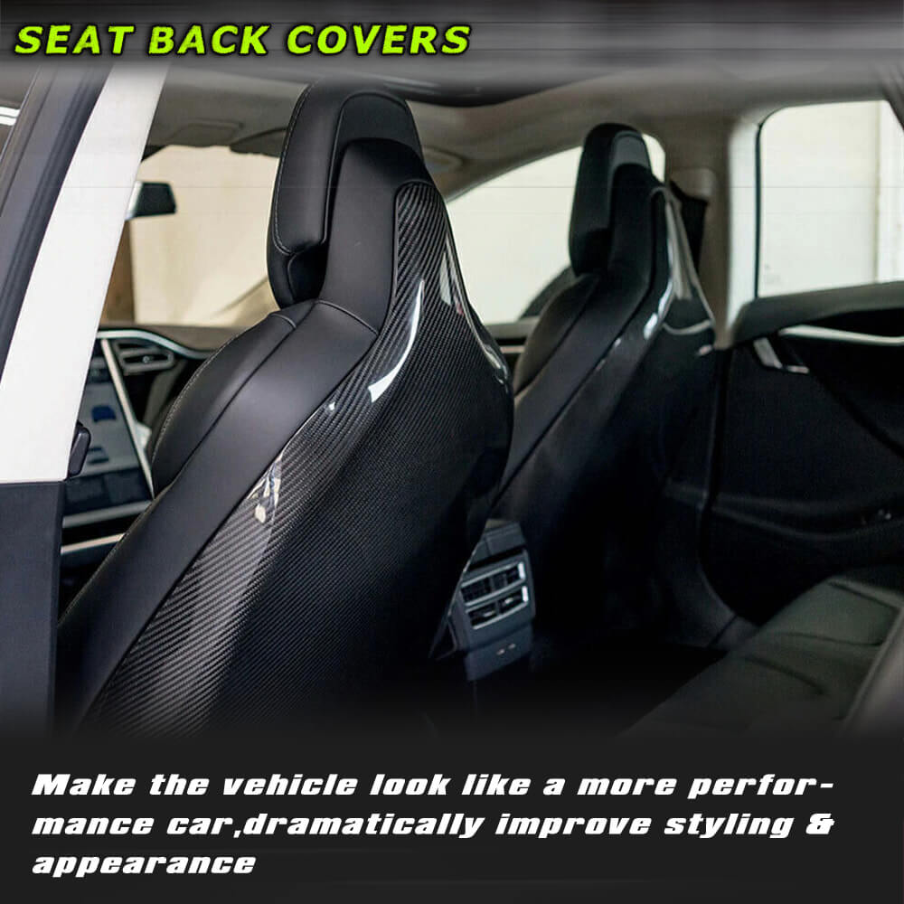 Fits for Tesla Model S 2014-2020 Carbon Fiber Interior Seat Back Cover Trim Interior Accessories 2pcs