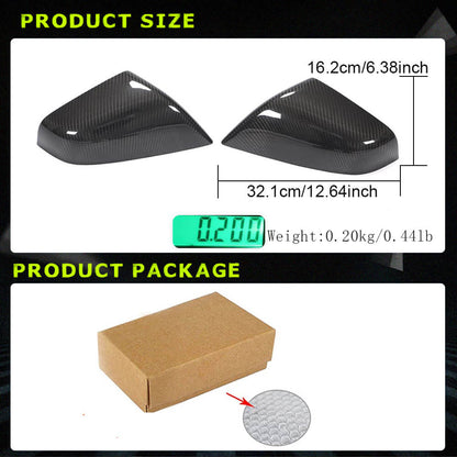 Fits for Tesla Model S 2014-2020 Dry Carbon Fiber Side Rearview Mirror Cover Caps Add-on