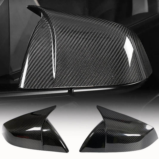 Fits for Tesla Model S 2021-2023 Dry Carbon Fiber Side Rearview Mirror Cover Caps Add-on