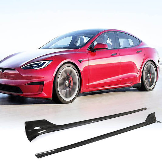 Fits for Tesla Model S 21-22 Carbon Fiber Side Skirts Extension