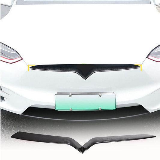 Fits for Tesla Model X 16-21 Carbon Fiber Front Grille Frame Cover Trim Front Hood Billet Racing Grill Grille