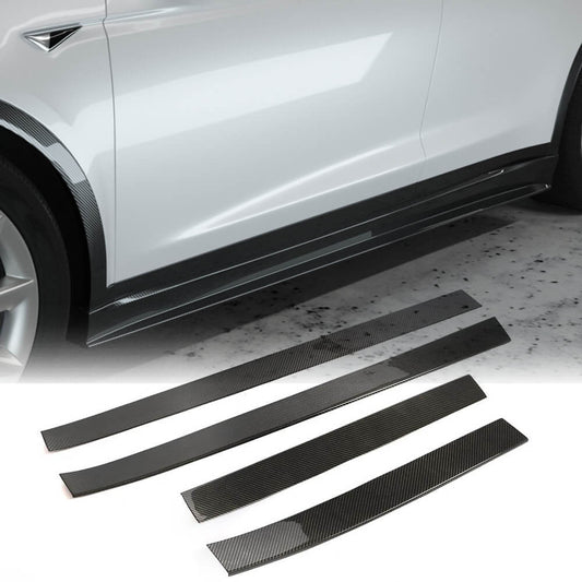 Fits for Tesla Model X Dry Carbon Fiber Door Trim Side Skirts Car Body Kit