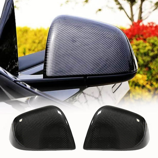 Fits for Tesla Model Y 19-22 Carbon Fiber Side Rearview Mirror Cover Caps Replacement Style