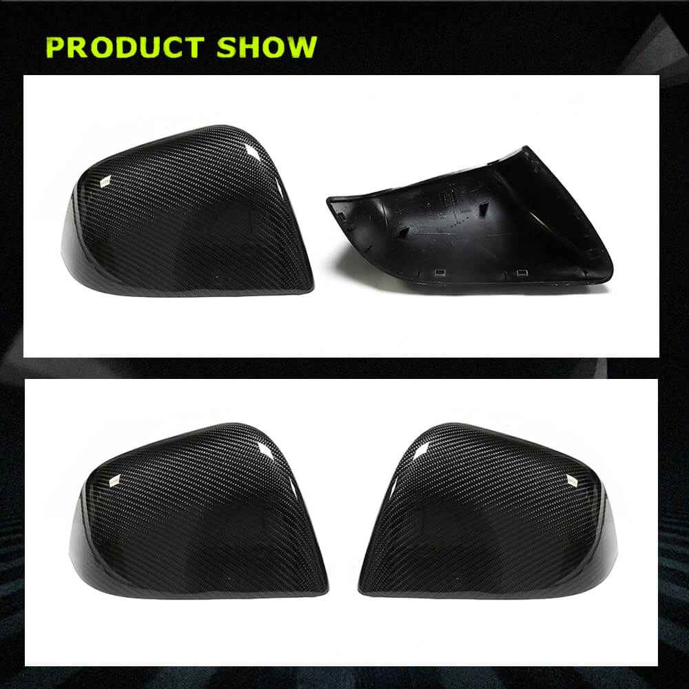 Fits for Tesla Model Y 19-22 Carbon Fiber Side Rearview Mirror Cover Caps Replacement Style