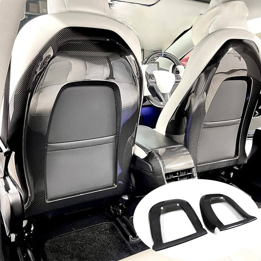 Fits for Tesla Model Y 2019-2021 Dry Carbon Fiber Interior Seat Back Cover Trim Interior Accessories 2pcs